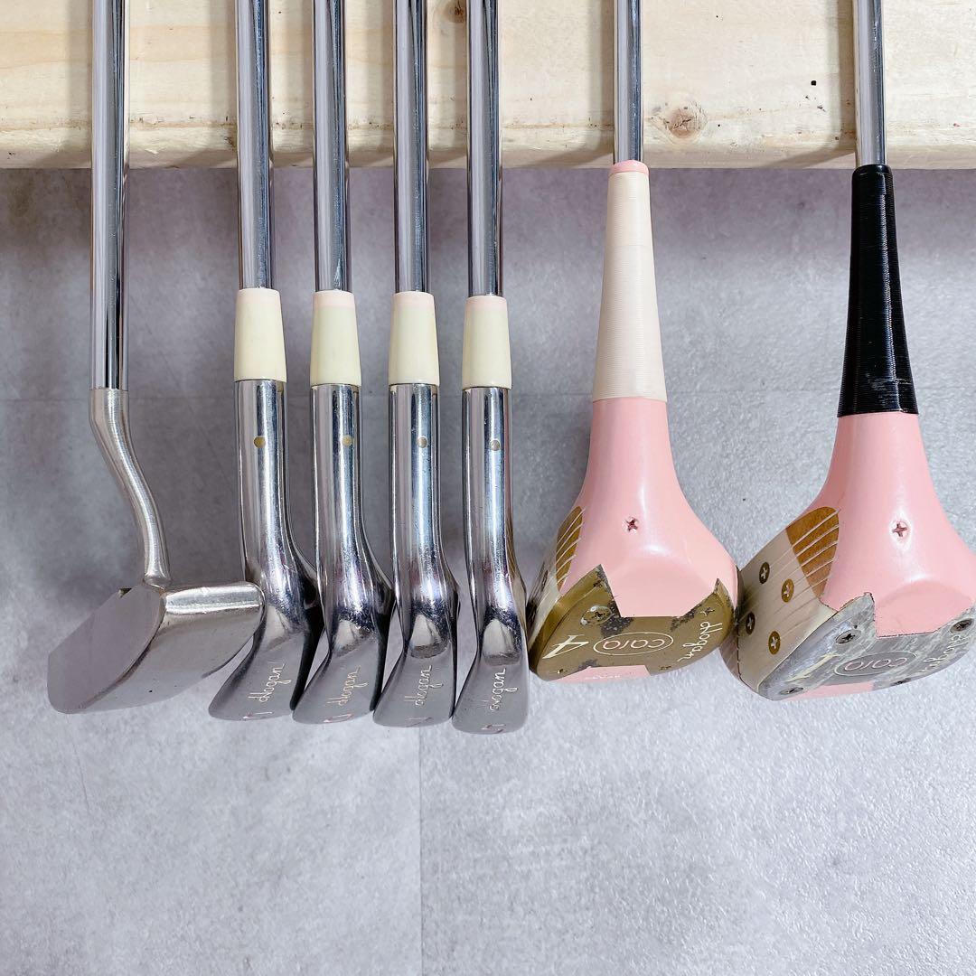 V897 ゴルフクラブ レディース セット 格安 赤 パーシモン 練習 女子