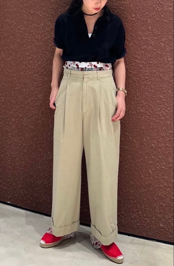 ＜6(ROKU)＞コットン チノ ワイド パンツ 34 新品