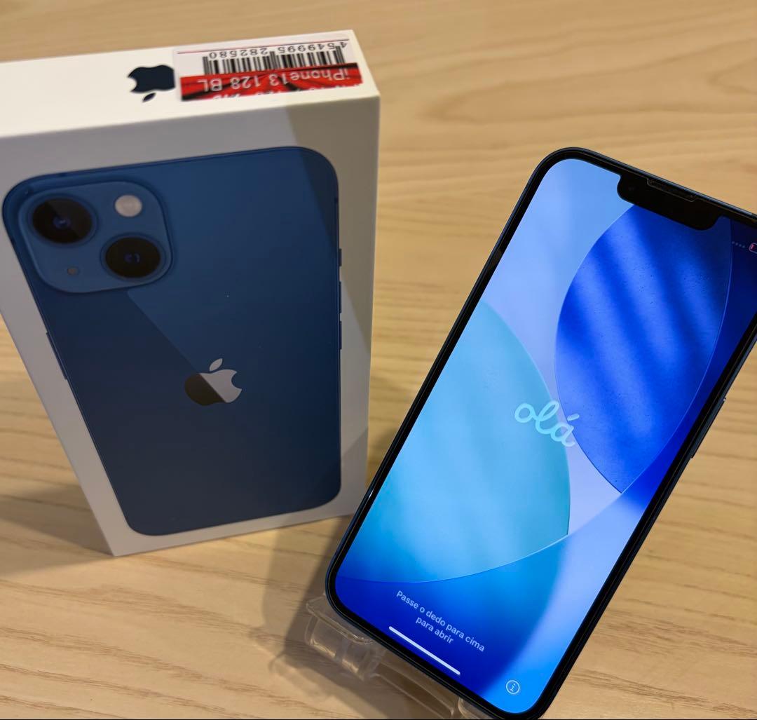 iPhone13 SIMフリー 128GB ブルー　箱、ケース、付属品あり