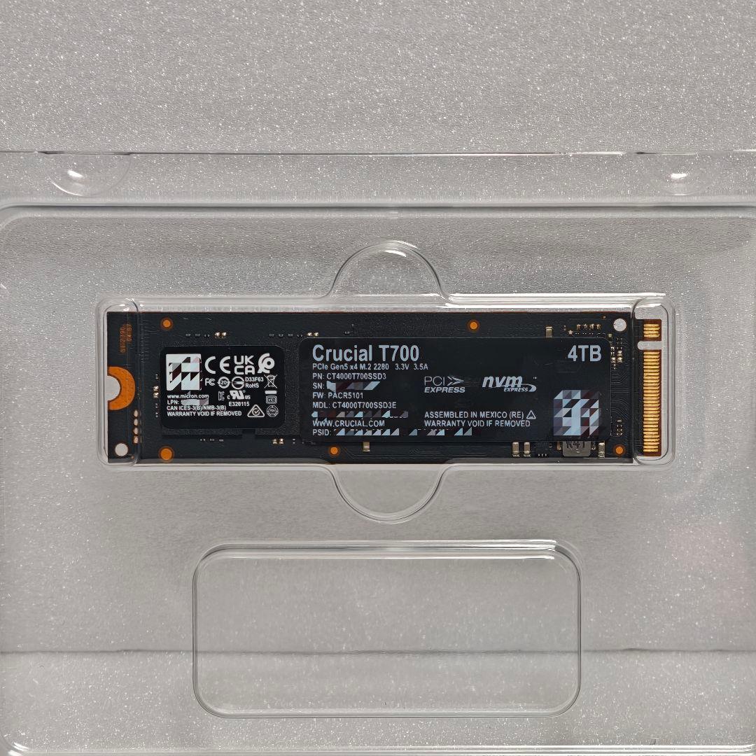 crucial T700 PRO Gen5 M.2 SSD 4TB 動作確認済