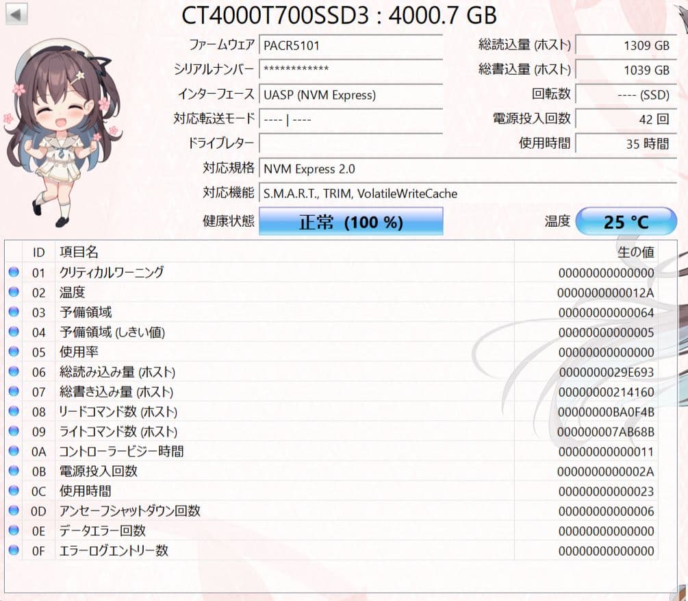 crucial T700 PRO Gen5 M.2 SSD 4TB 動作確認済