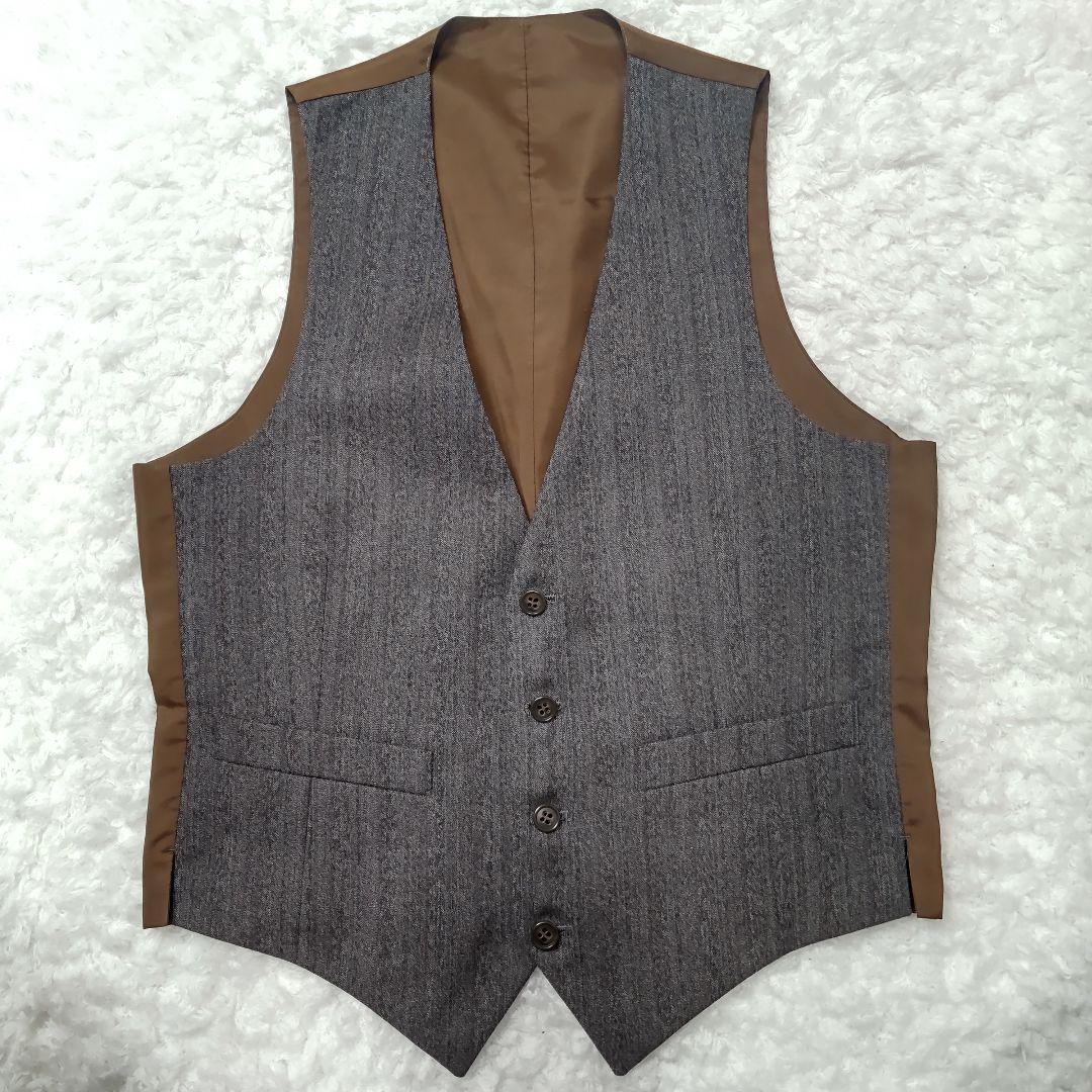 美品 ダーバン スーツ 3P セットアップ D'URBAN 90A4 ブラウン