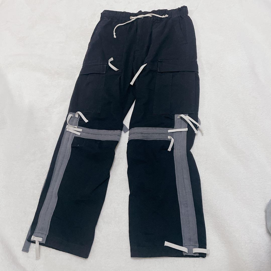 CUNE キューン　カーゴパンツ　ブラック　うさぎ　6連　Rミリタリー風　古着