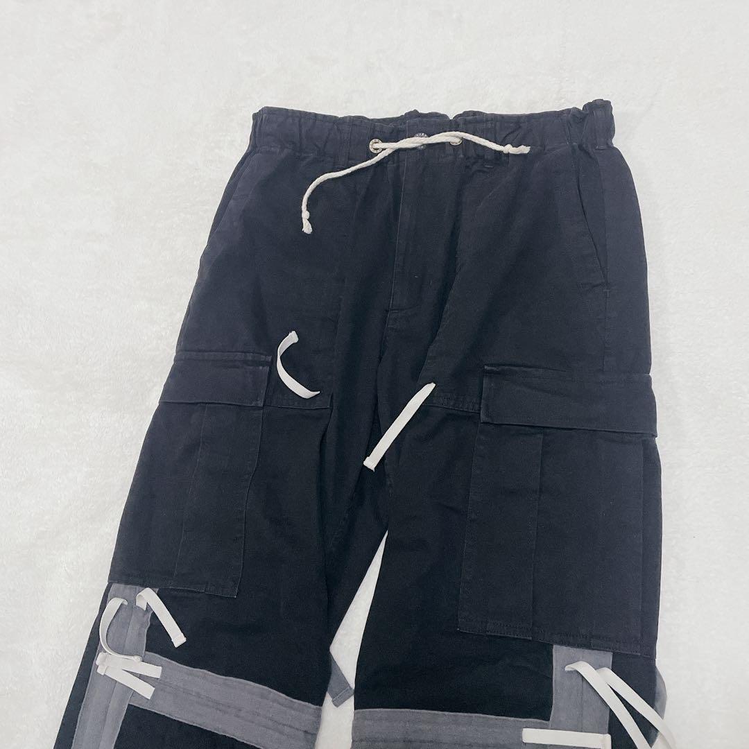 CUNE キューン　カーゴパンツ　ブラック　うさぎ　6連　Rミリタリー風　古着