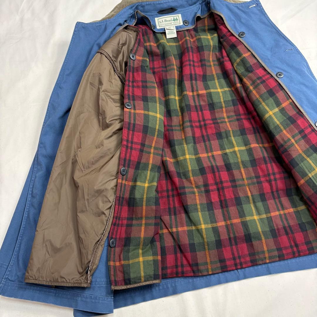 LL.Bean ダックカバーオール 裏地チェック ライナー取り外し くすみブルー