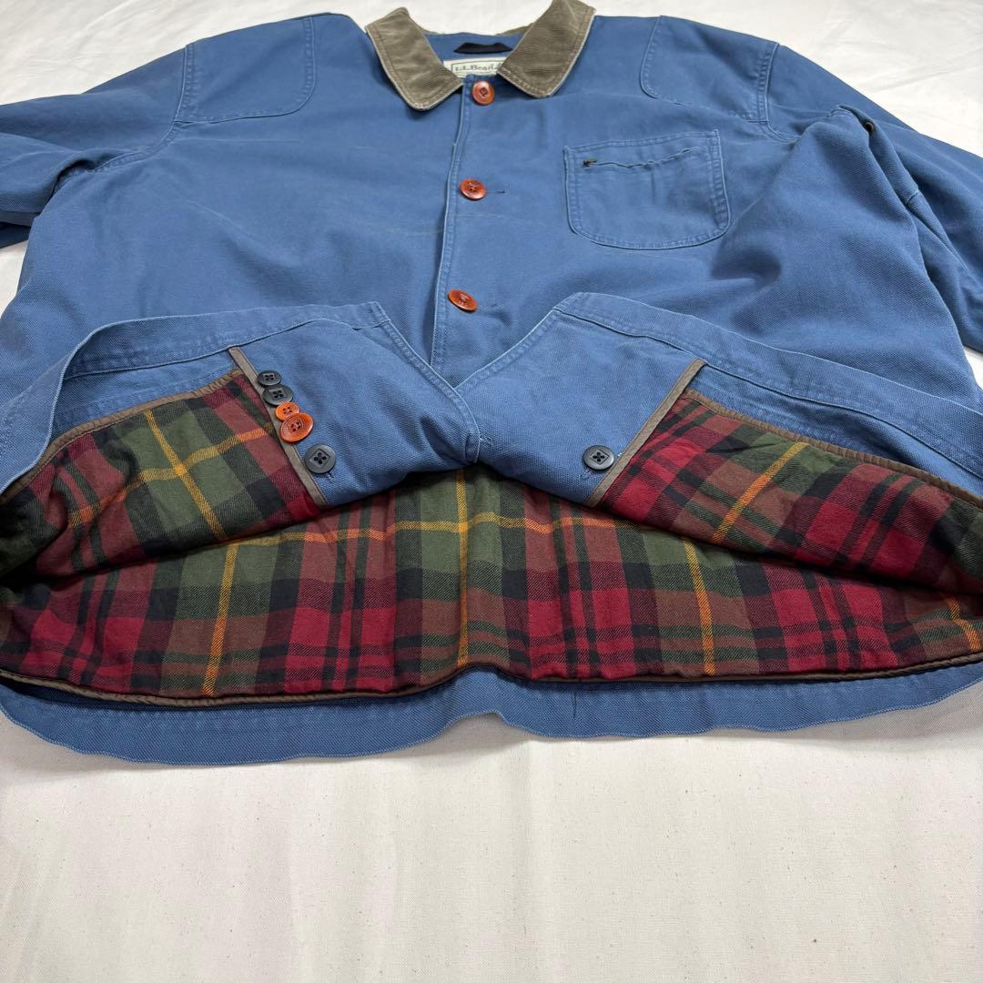 LL.Bean ダックカバーオール 裏地チェック ライナー取り外し くすみブルー