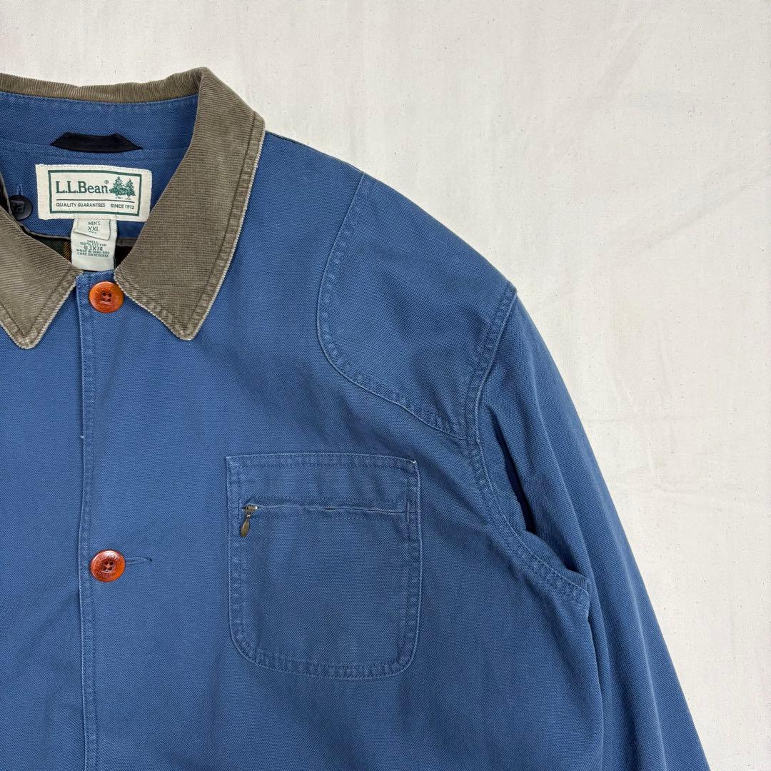 LL.Bean ダックカバーオール 裏地チェック ライナー取り外し くすみブルー