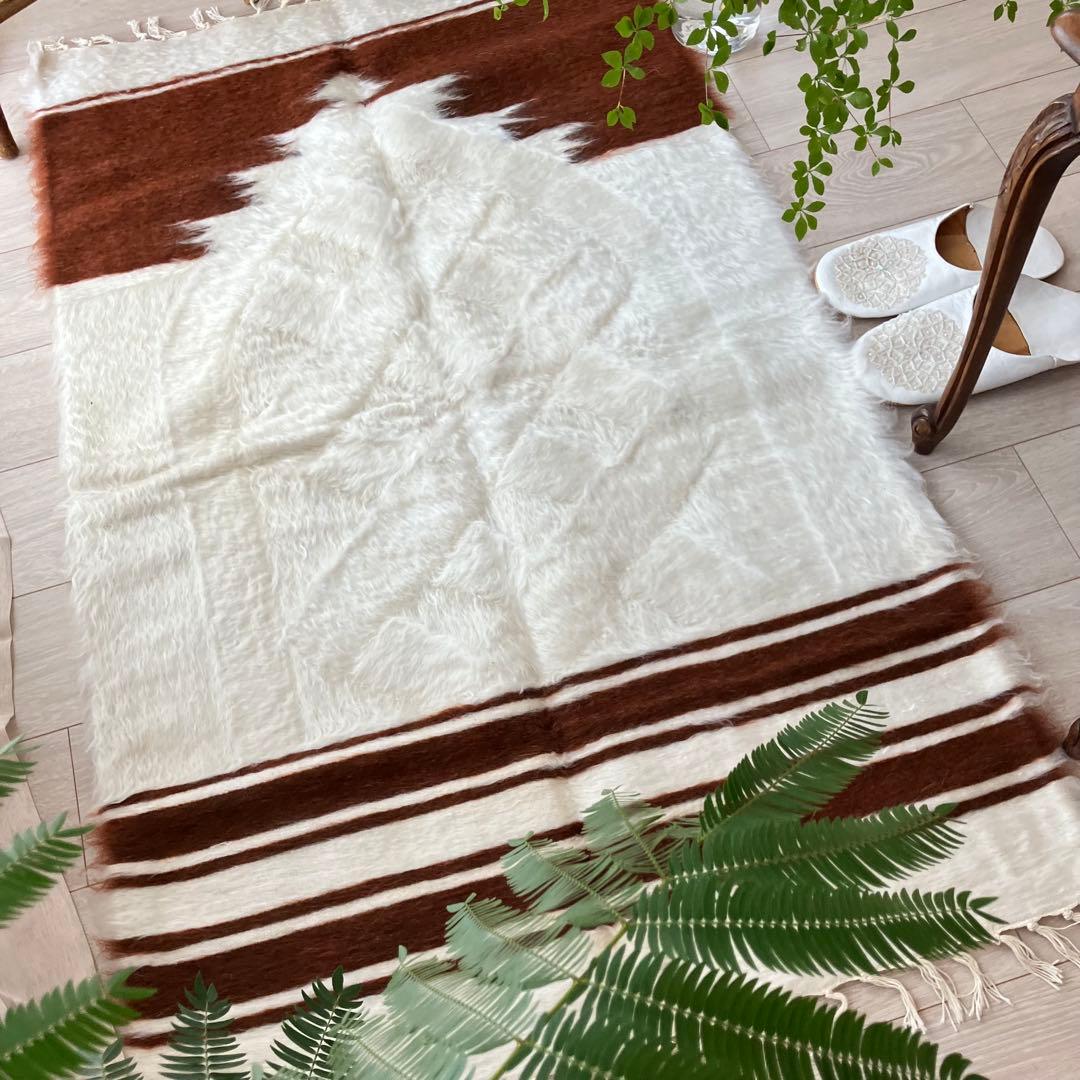新品✳︎wool100％　チョコ　ミルキー　バッターニエ　トルコヴィンテージラグ