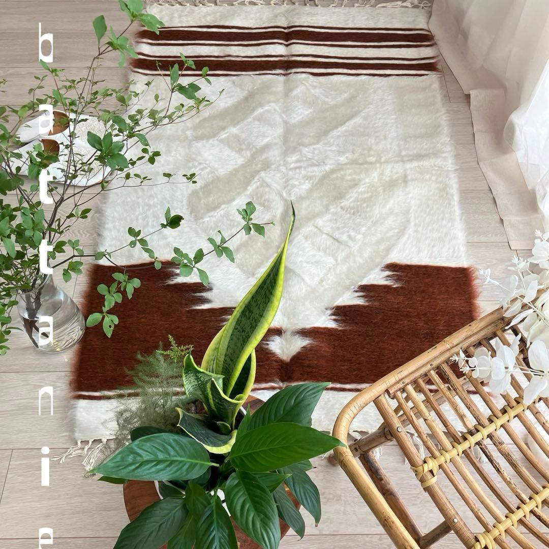 新品✳︎wool100％　チョコ　ミルキー　バッターニエ　トルコヴィンテージラグ