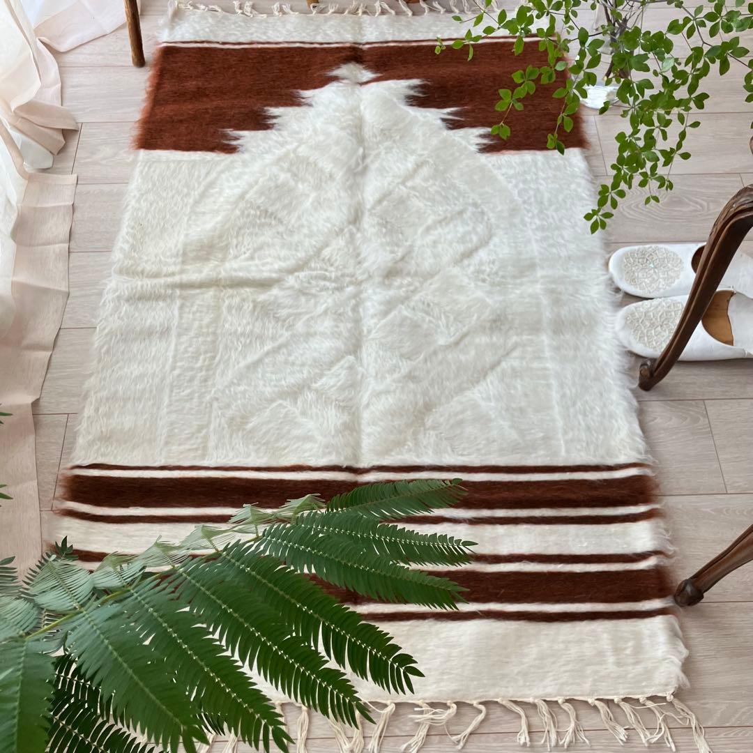 新品✳︎wool100％　チョコ　ミルキー　バッターニエ　トルコヴィンテージラグ