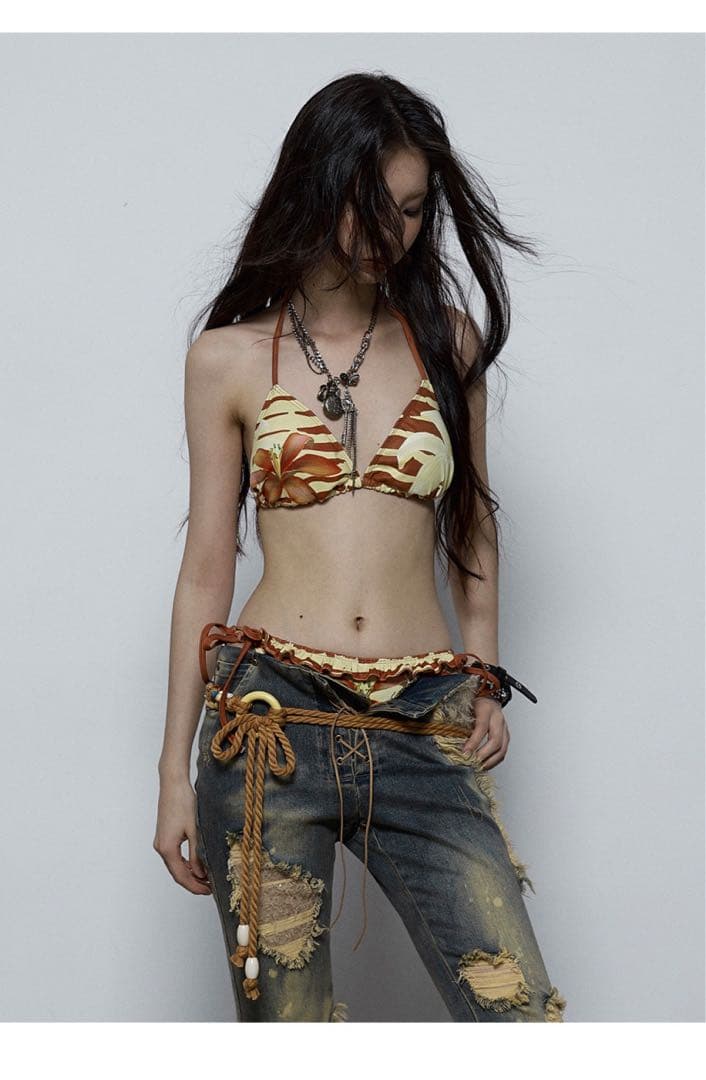 NO ROMANCEパンク ギャル×ピュア 百合風サマービキニセットy2k00s