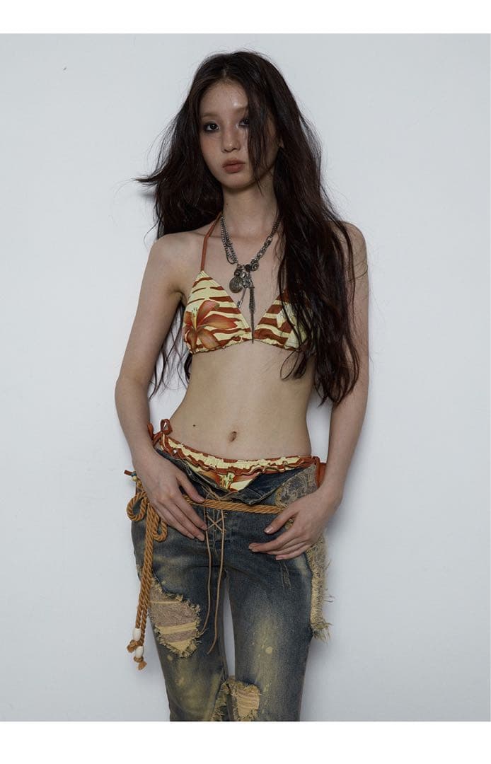 NO ROMANCEパンク ギャル×ピュア 百合風サマービキニセットy2k00s