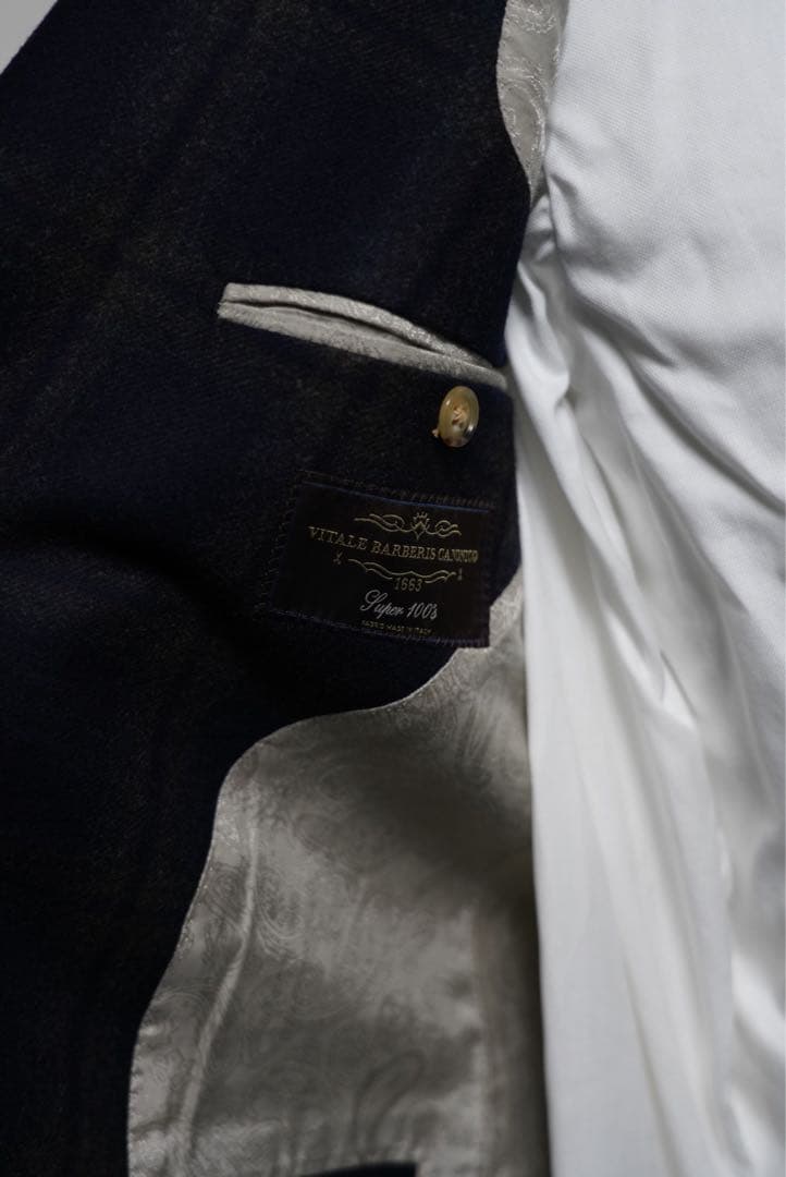 カノニコオンブレチェックネイビースーツ3ピース2パンツスーツ