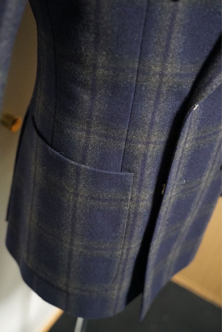 カノニコオンブレチェックネイビースーツ3ピース2パンツスーツ