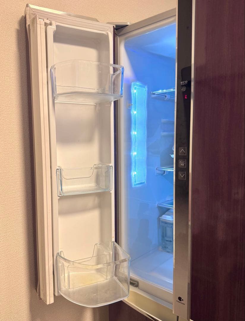 中古 パナソニック 6ドア 冷凍冷蔵庫 470L 木目調ブラウン 2012年製