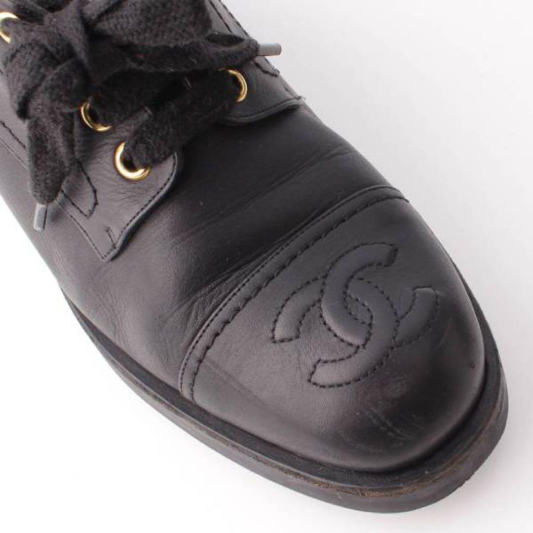 シャネル(Chanel) ココマーク レースアップ シューズ ブラック 38