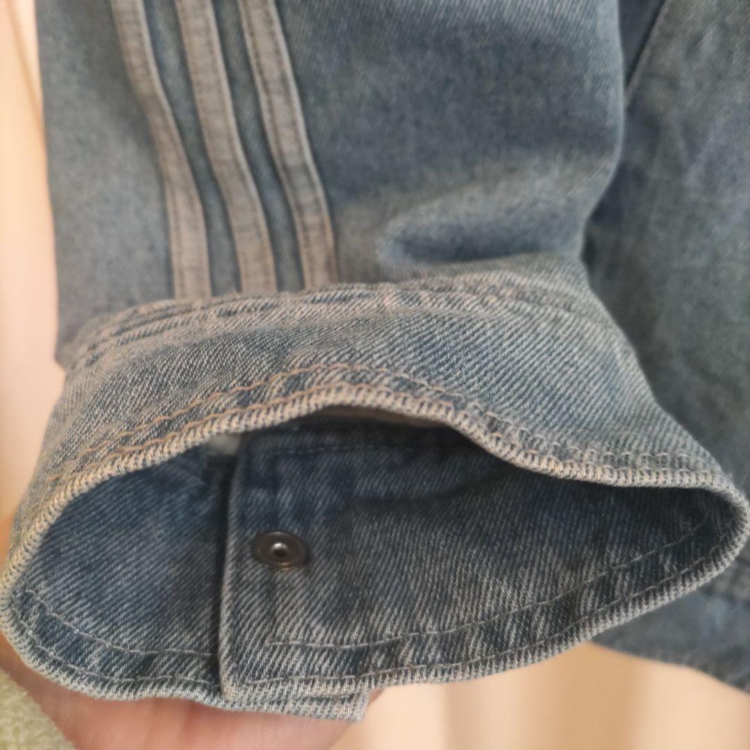 【美品】大きいサイズ＊アディダス ボア 襟付き デニムジャケット XL