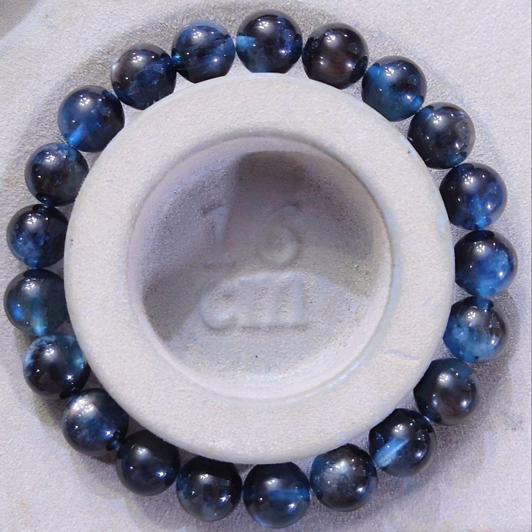 ★ロイヤルブラックスターアクアマリン 9ミリ珠 ブレスレット①(SA+)