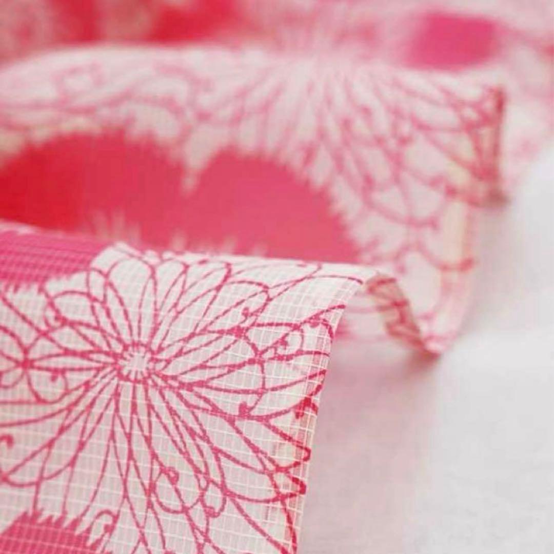 竺仙【未使用】絹紅梅 浴衣「撫子と糸菊」広襟