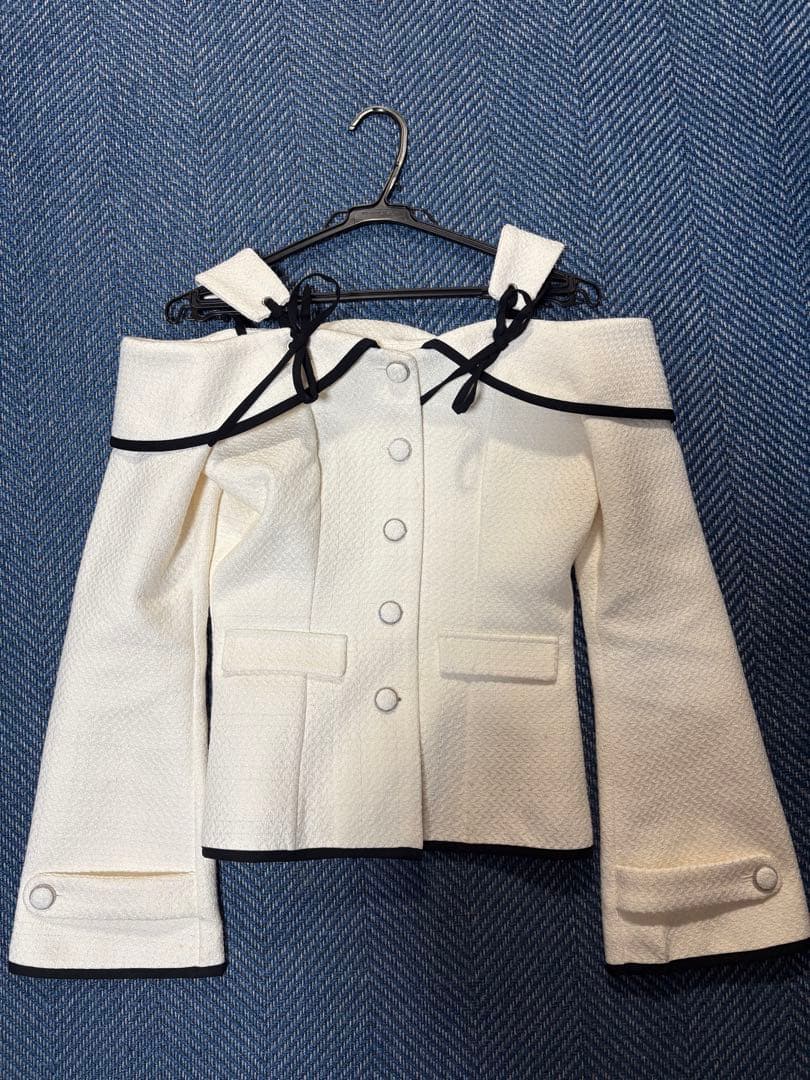 Darich ボンディングツイードオフショルチュニック アイボリー M