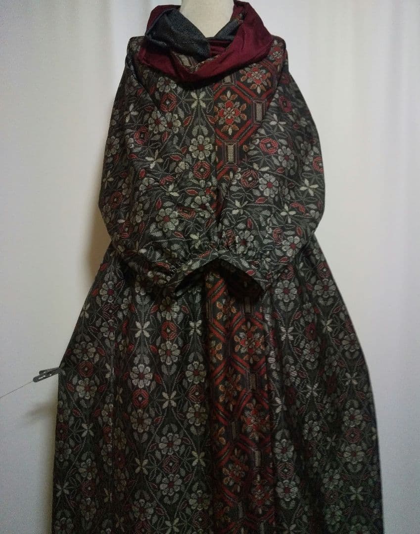 着物リメイク／ドルマン袖ワンピース★サイズL～LL