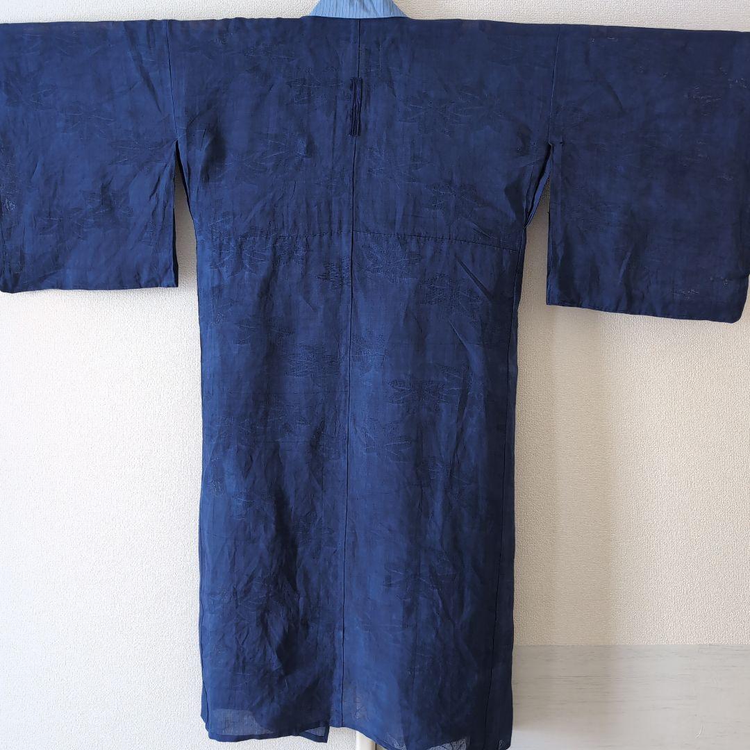 本麻　洗える長襦袢　カラー襦袢　デニムブルー　リサイクル　ka1