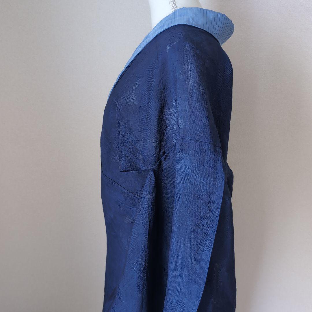 本麻　洗える長襦袢　カラー襦袢　デニムブルー　リサイクル　ka1