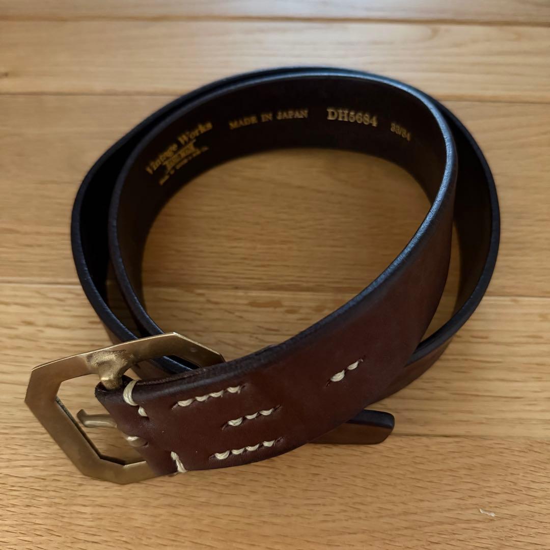 VINTAGE WORKS レザー ベルト ダークブラウン レア