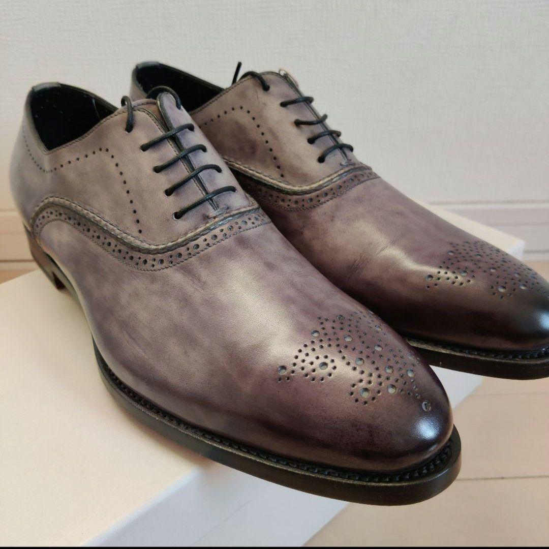 Santoni プレーントゥ+ウィングチップ グレー 8.5/27.2