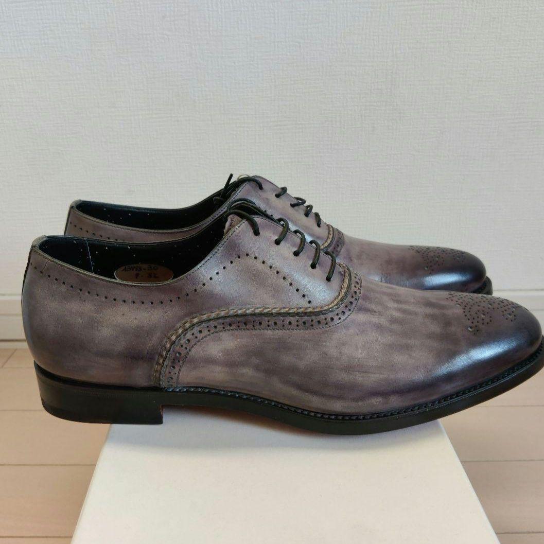 Santoni プレーントゥ+ウィングチップ グレー 8.5/27.2