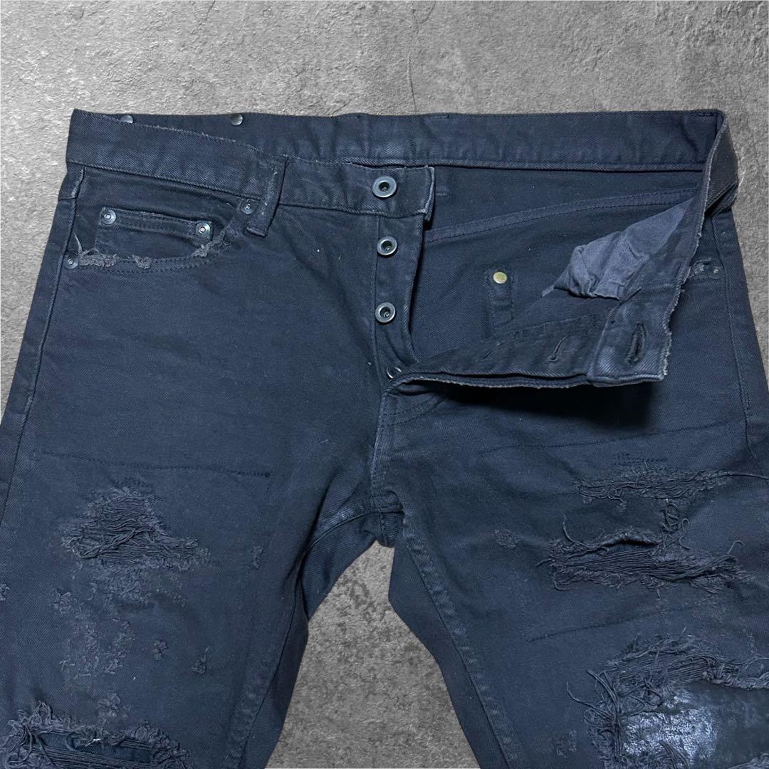 ダメージ加工 ISAMUKATAYAMA BACKLASH スキニーデニム 黒