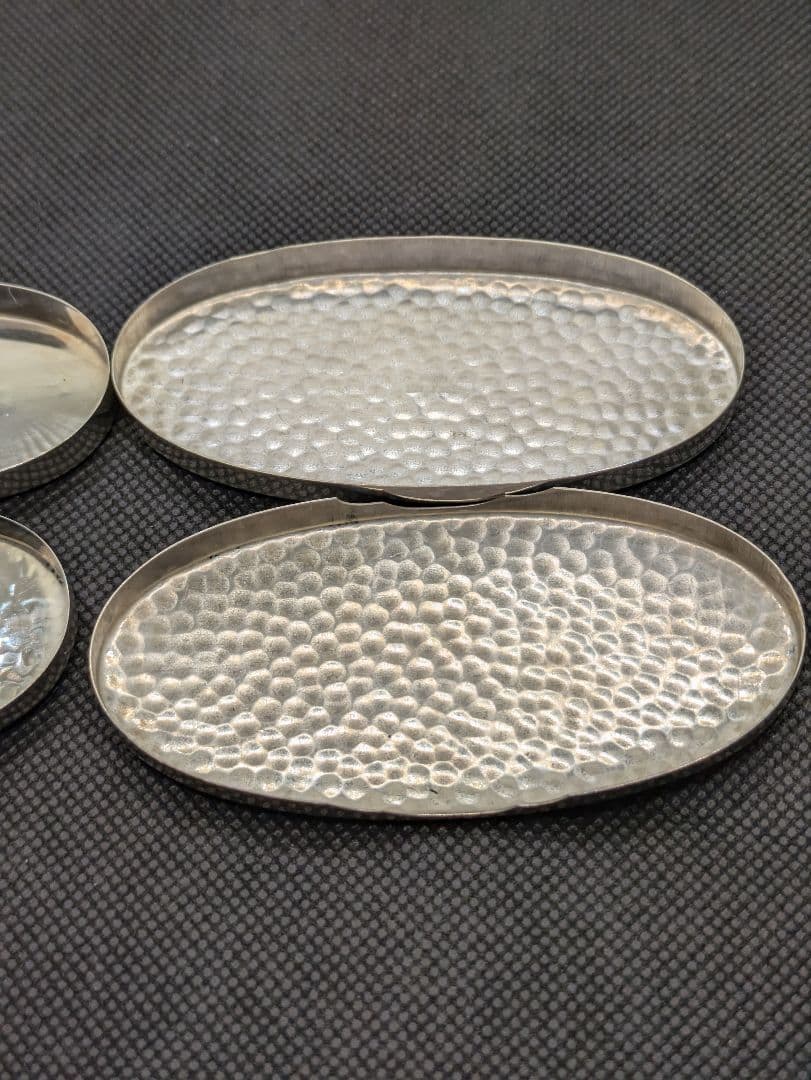 和光St.silver950／純銀製鎚目 小判型 楊枝入れ 小物入れ２点セット