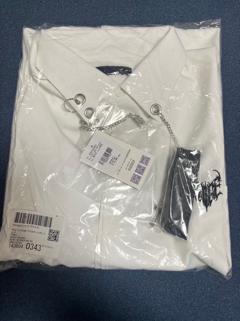 新品 Amilige チェーン付きバイカラーリボンシャツ おまけあり