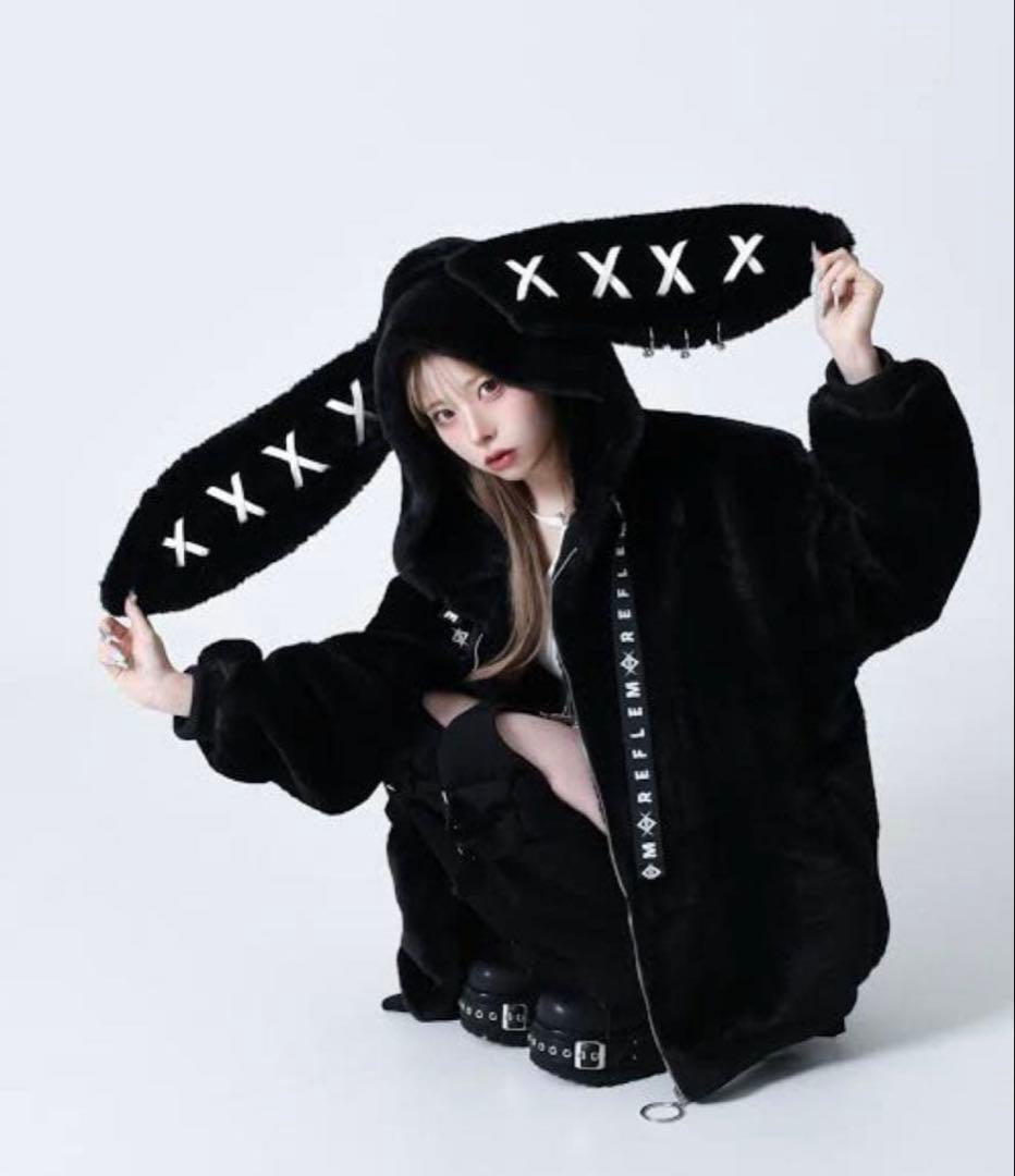 レフレム ファーパーカー ブルゾン うさ耳 ブラック