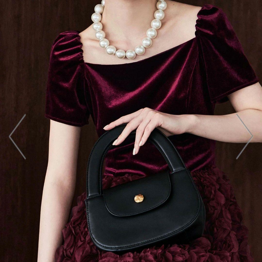 etoll ベロア ロゼット フレアドレス オケージョンドレス パーティー結婚式