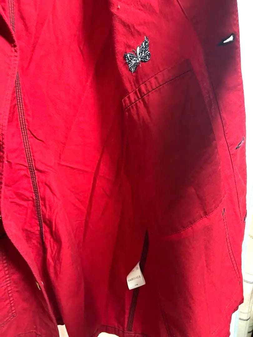 Needles × SMITH’S カバーオール 蝶刺繍 レッド M