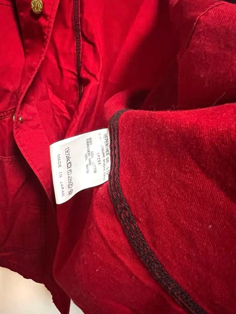 Needles × SMITH’S カバーオール 蝶刺繍 レッド M