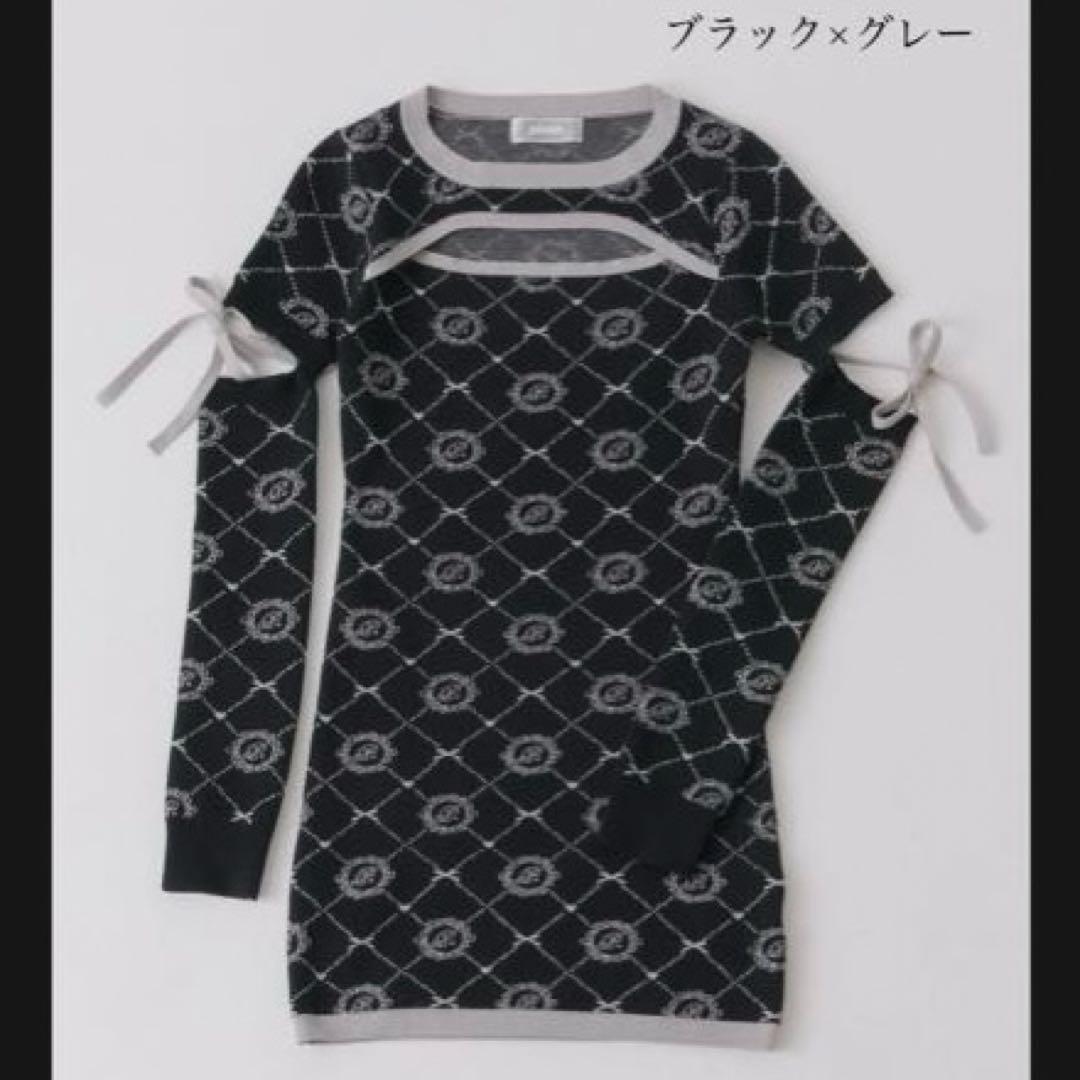 pium モノグラムカットアウトニットワンピ