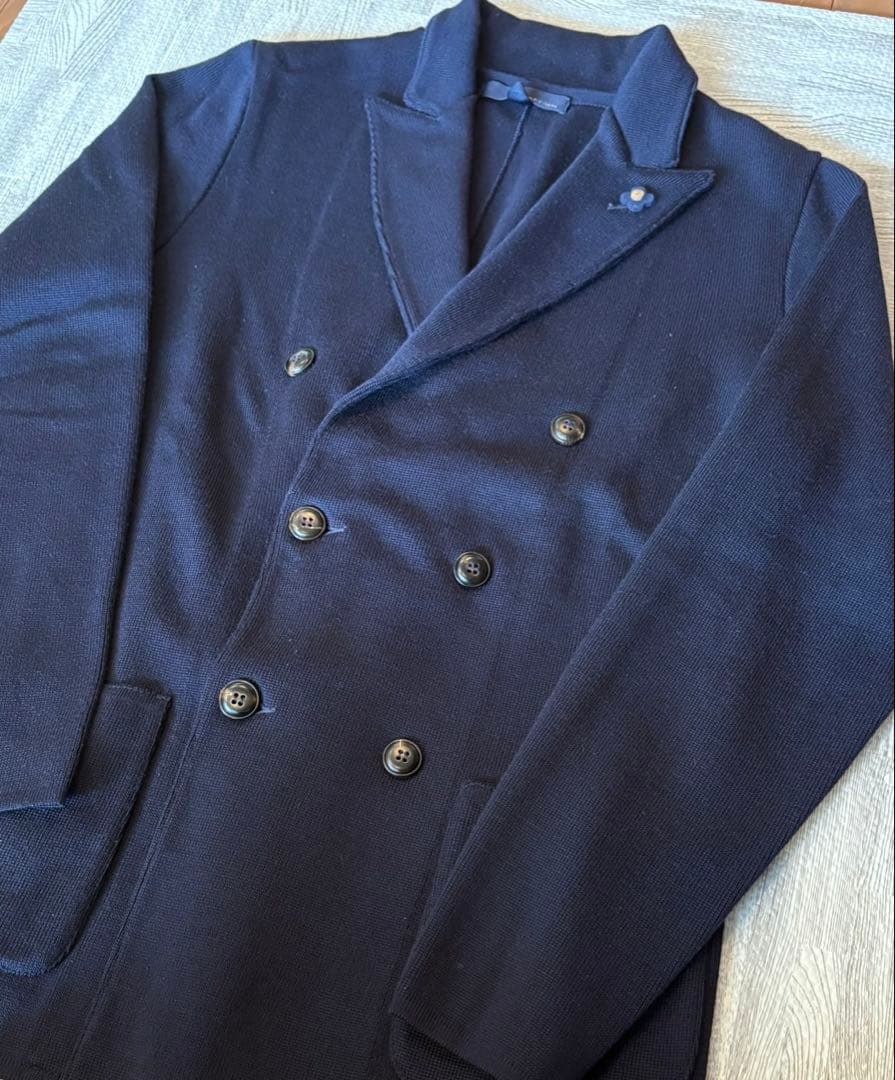 LARDINI ウールミラノリブダブルブレスト ニットジャケット