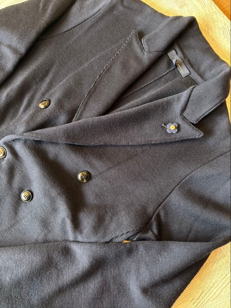 LARDINI ウールミラノリブダブルブレスト ニットジャケット