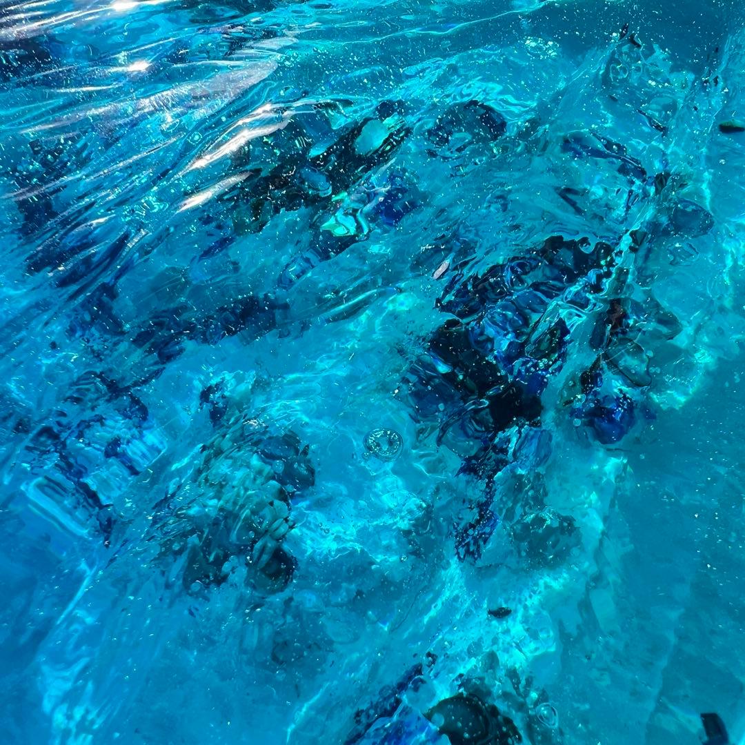 【波紋アート】Real Ocean／立体オブジェ／15cmプリズム×6cm