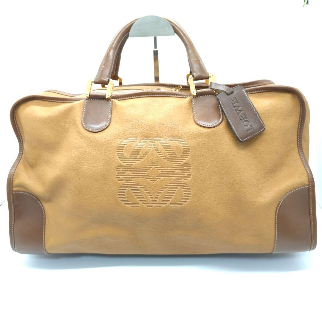 【美品】LOEWE ロエベ アマソナ50 アナグラム レザー ボストンバッグ