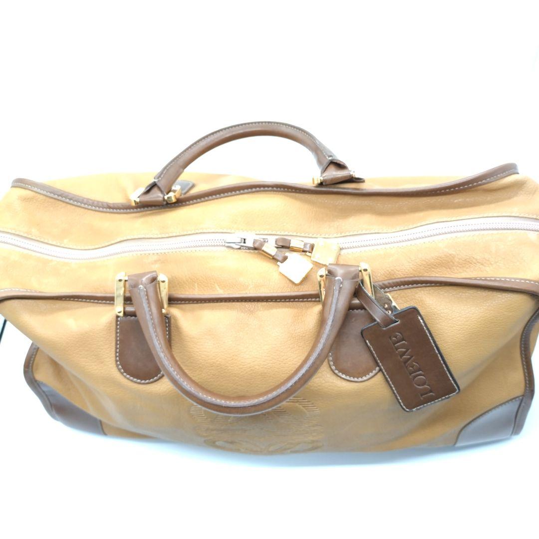 【美品】LOEWE ロエベ アマソナ50 アナグラム レザー ボストンバッグ