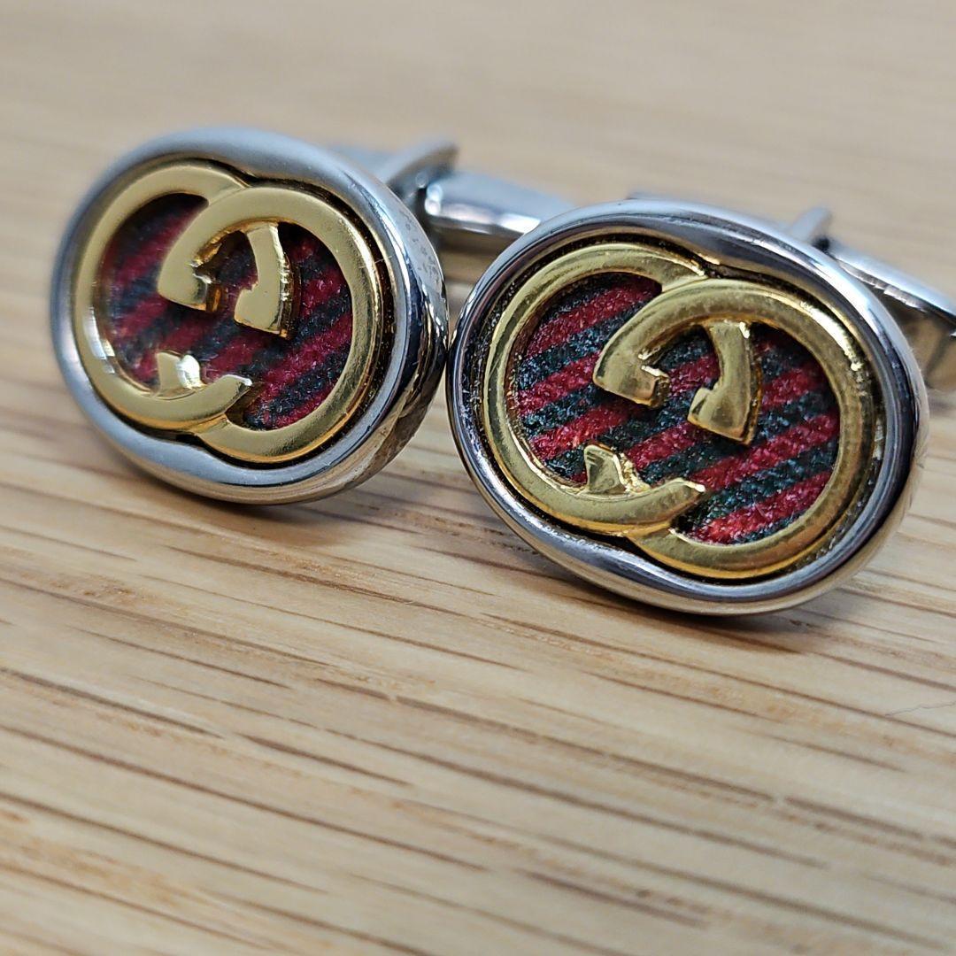 【希少】GUCCI グッチ ヴィンテージ インターロッキング GGロゴ カフス
