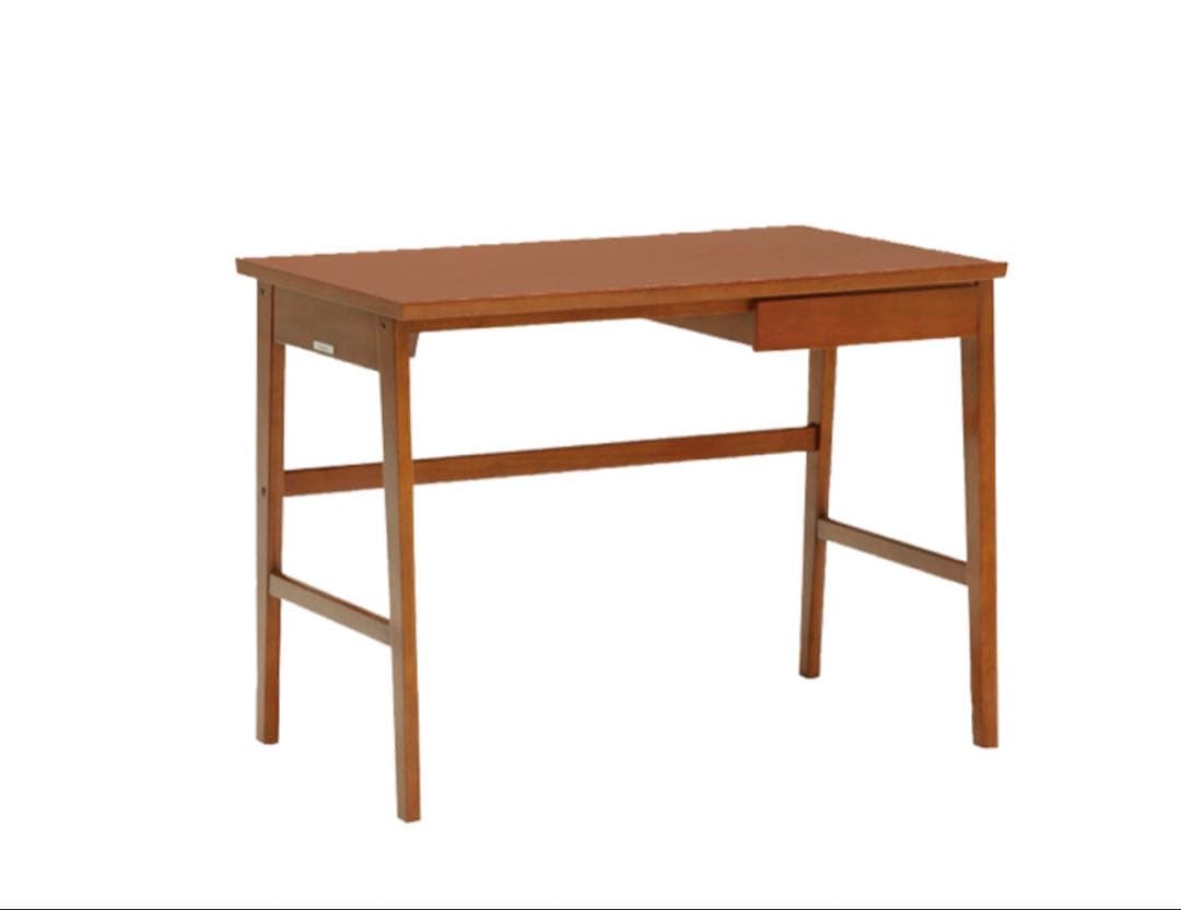 【カリモク60】デスク、引出し付き、ウォールナット色【キハダ お取り置き】