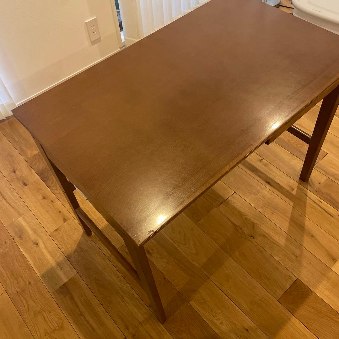 【カリモク60】デスク、引出し付き、ウォールナット色【キハダ お取り置き】