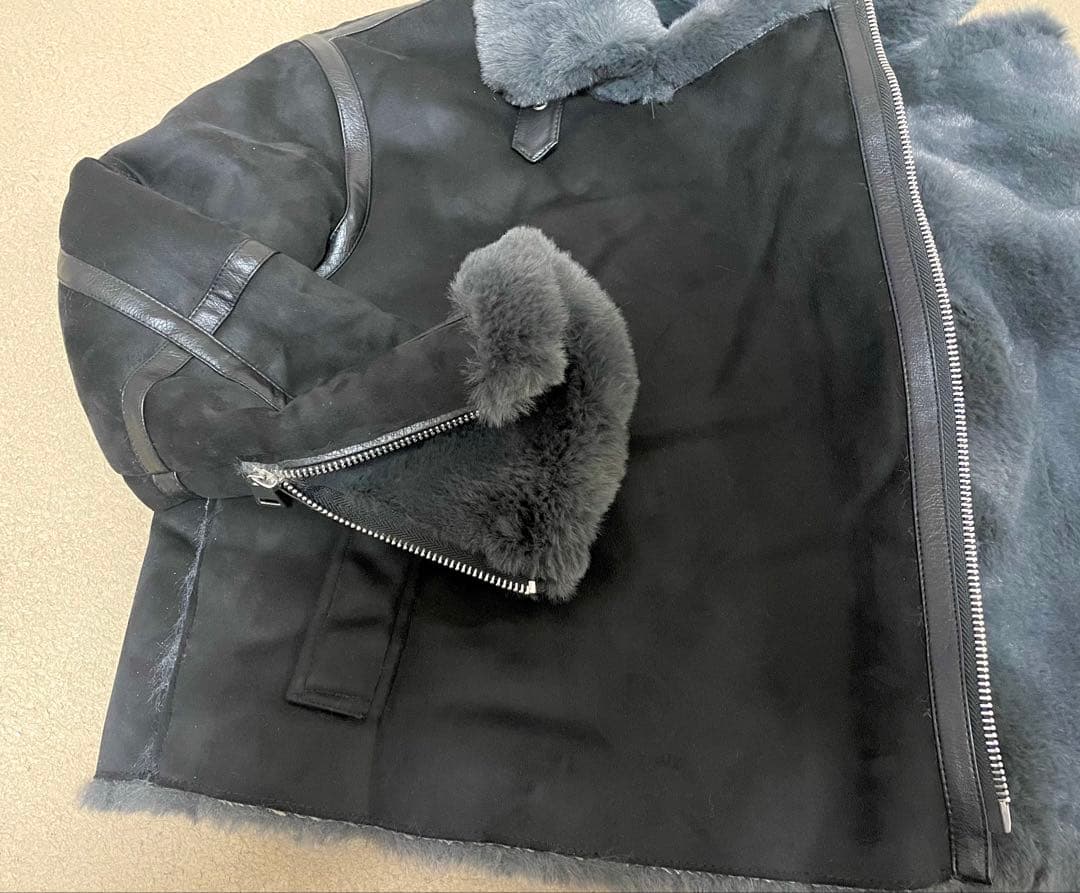 未使用！ZARA ムートンライダースジャケット ブラックLサイズ