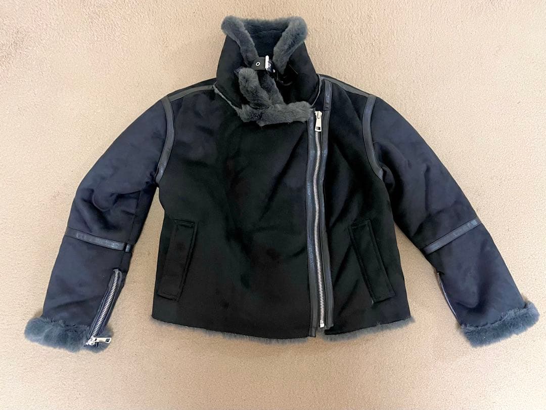 未使用！ZARA ムートンライダースジャケット ブラックLサイズ