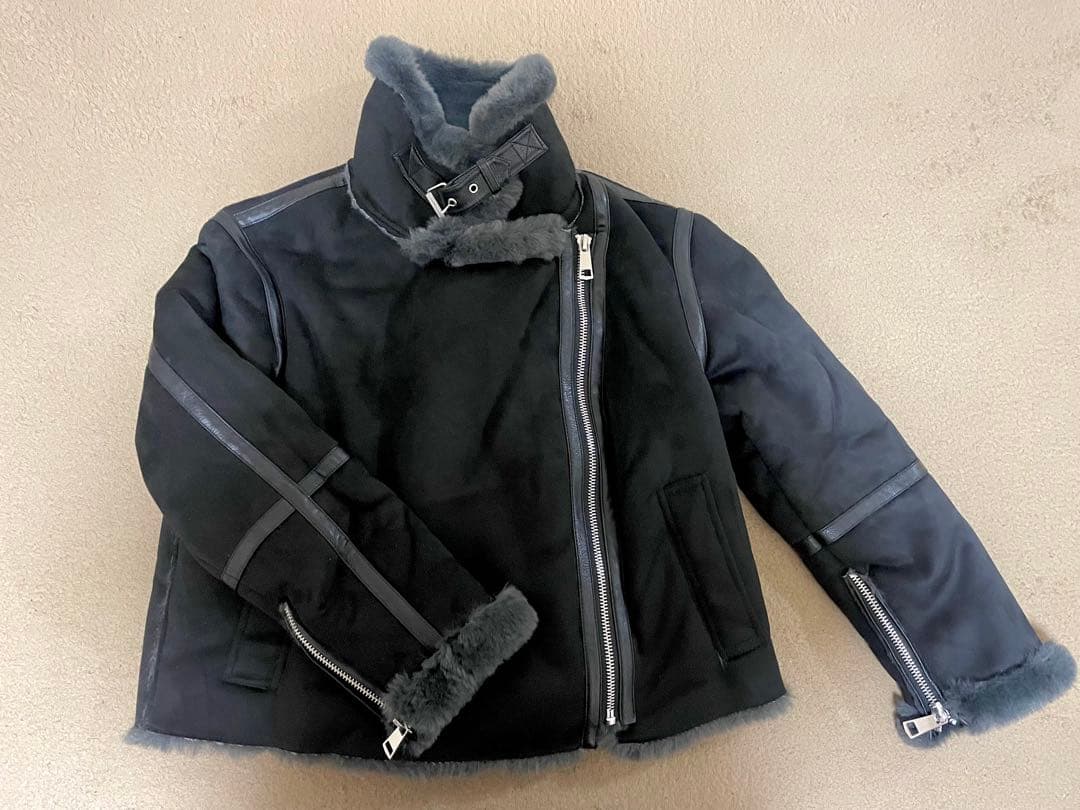 未使用！ZARA ムートンライダースジャケット ブラックLサイズ