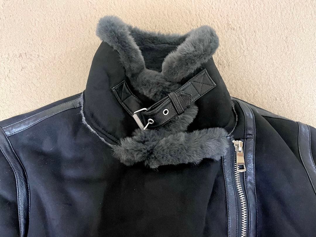 未使用！ZARA ムートンライダースジャケット ブラックLサイズ